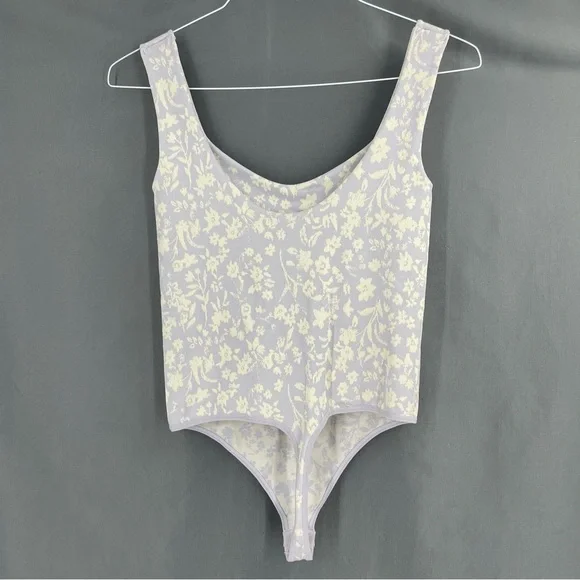 Free people X Intimately FP Clean Lines Printed Bodysuit in Lilac Combo - Picture 7 of 9